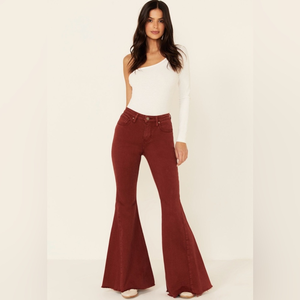 Shyanne Bold Red Denim Bellbottom Jeans